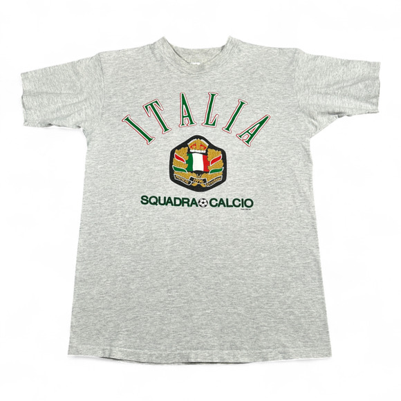 Vintage Soccer Shirt Adult MEDIUM Gray Italia Squadra Calcio Italy USA Made 90s - Picture 1 of 7